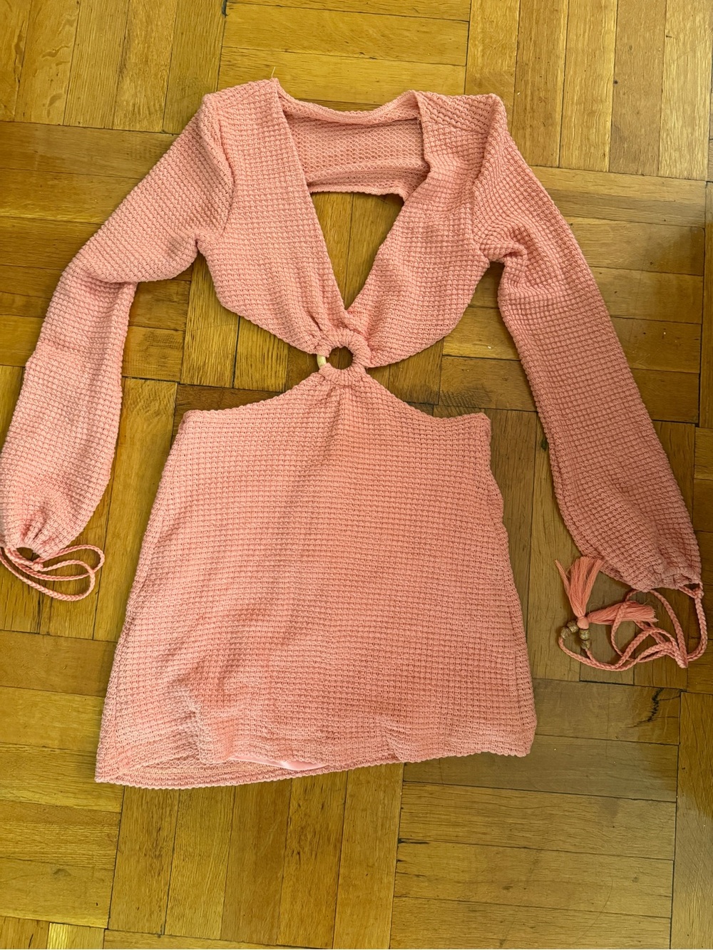 Pink Cutout Mini Skirt with Ring Detail